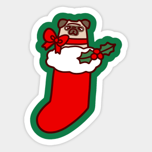 Christmas Stocking Pug Sticker